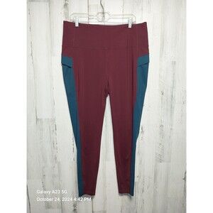 Eddie Bauer Women's XL Burgundy Blue Leggings Pockets